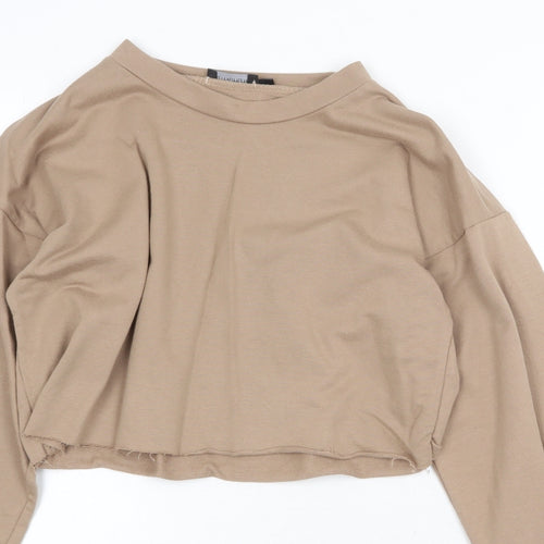 PRETTYLITTLETHING Womens Beige 100% Cotton Pullover Sweatshirt Size 4 Pullover