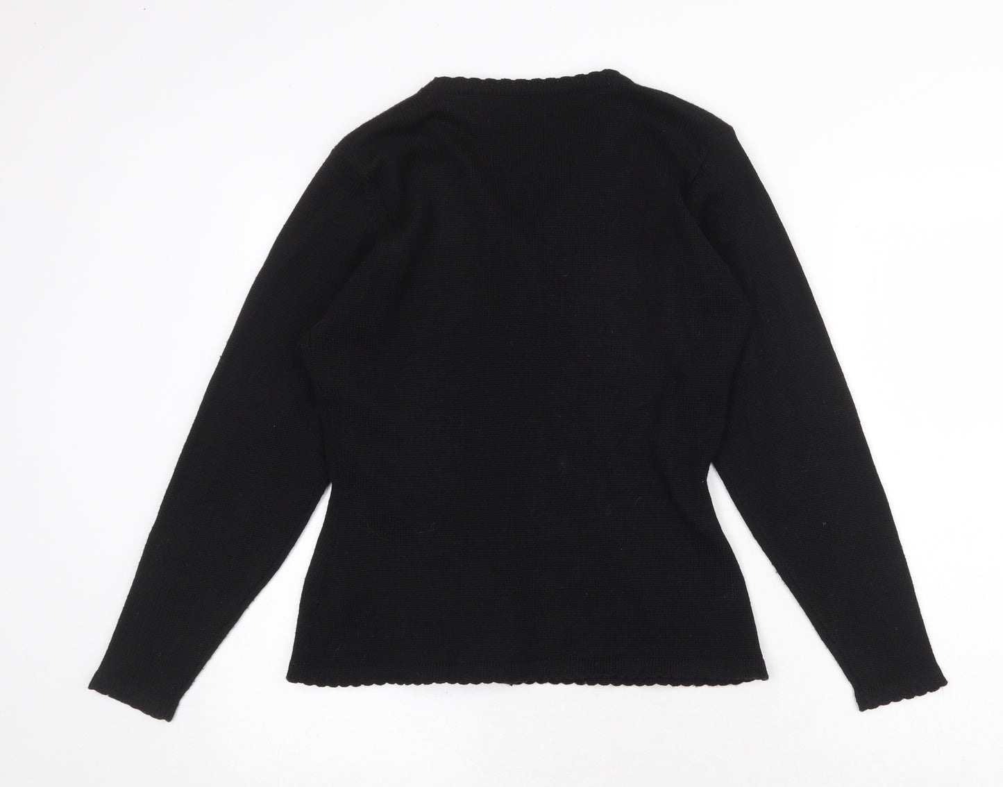 Marks and Spencer Womens Black V-Neck Acrylic Cardigan Jumper Size 10