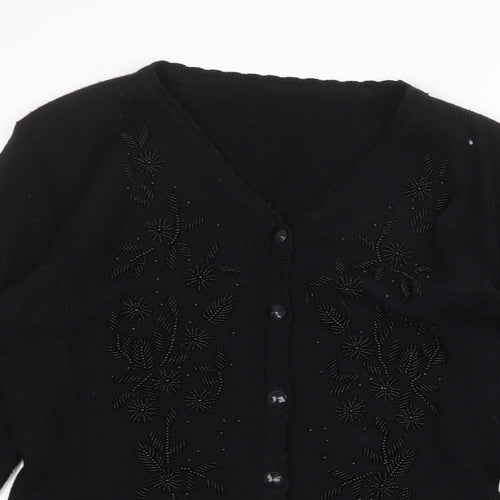 Marks and Spencer Womens Black V-Neck Acrylic Cardigan Jumper Size 10