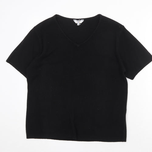 Happit Womens Black Acrylic Basic T-Shirt Size XL V-Neck