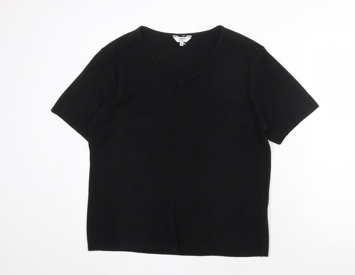 Happit Womens Black Acrylic Basic T-Shirt Size XL V-Neck