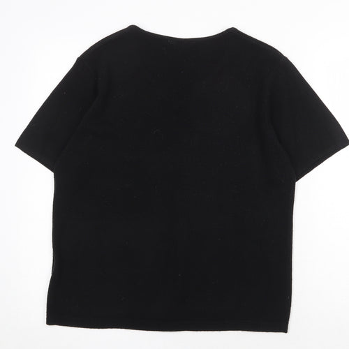 Happit Womens Black Acrylic Basic T-Shirt Size XL V-Neck
