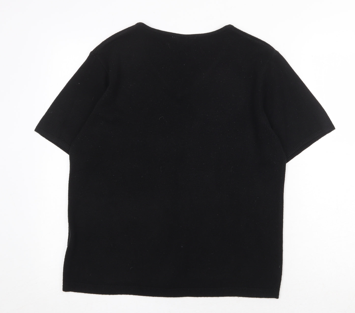 Happit Womens Black Acrylic Basic T-Shirt Size XL V-Neck