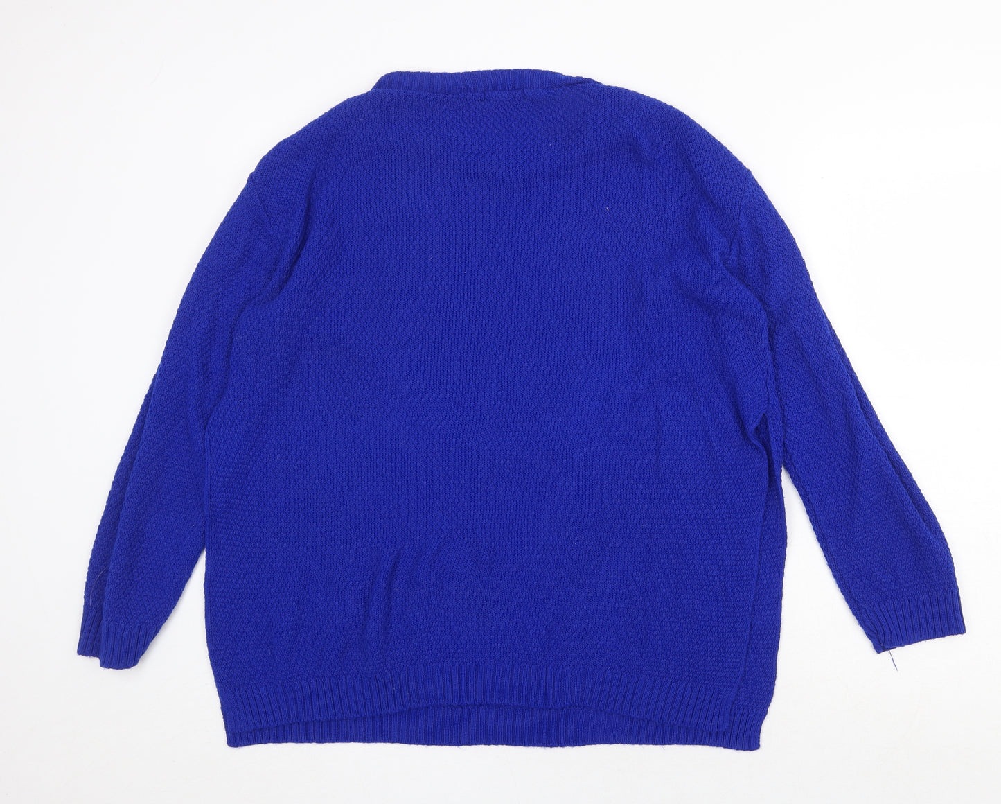 Boohoo Womens Blue Boat Neck Acrylic Pullover Jumper Size 12