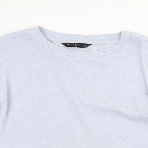 F&F Womens Blue Boat Neck Polyester Pullover Jumper Size 16