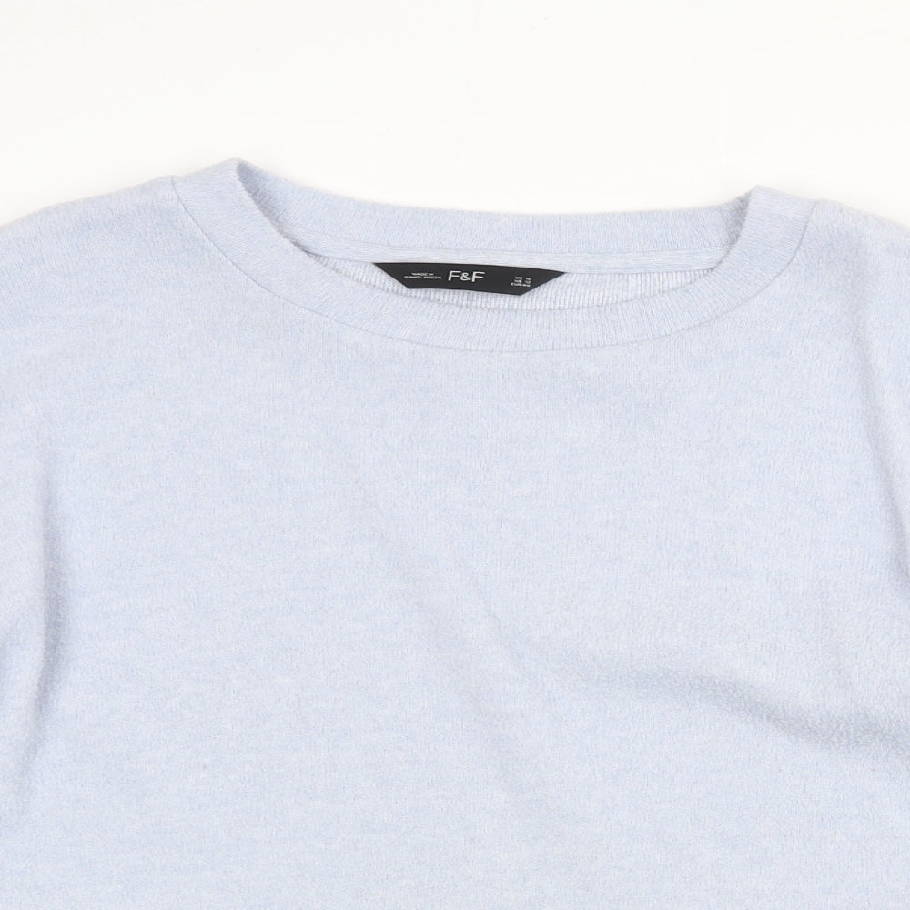 F&F Womens Blue Boat Neck Polyester Pullover Jumper Size 16