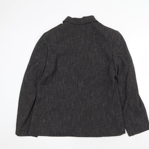 Preworn Womens Black Geometric Jacket Size 14 Zip