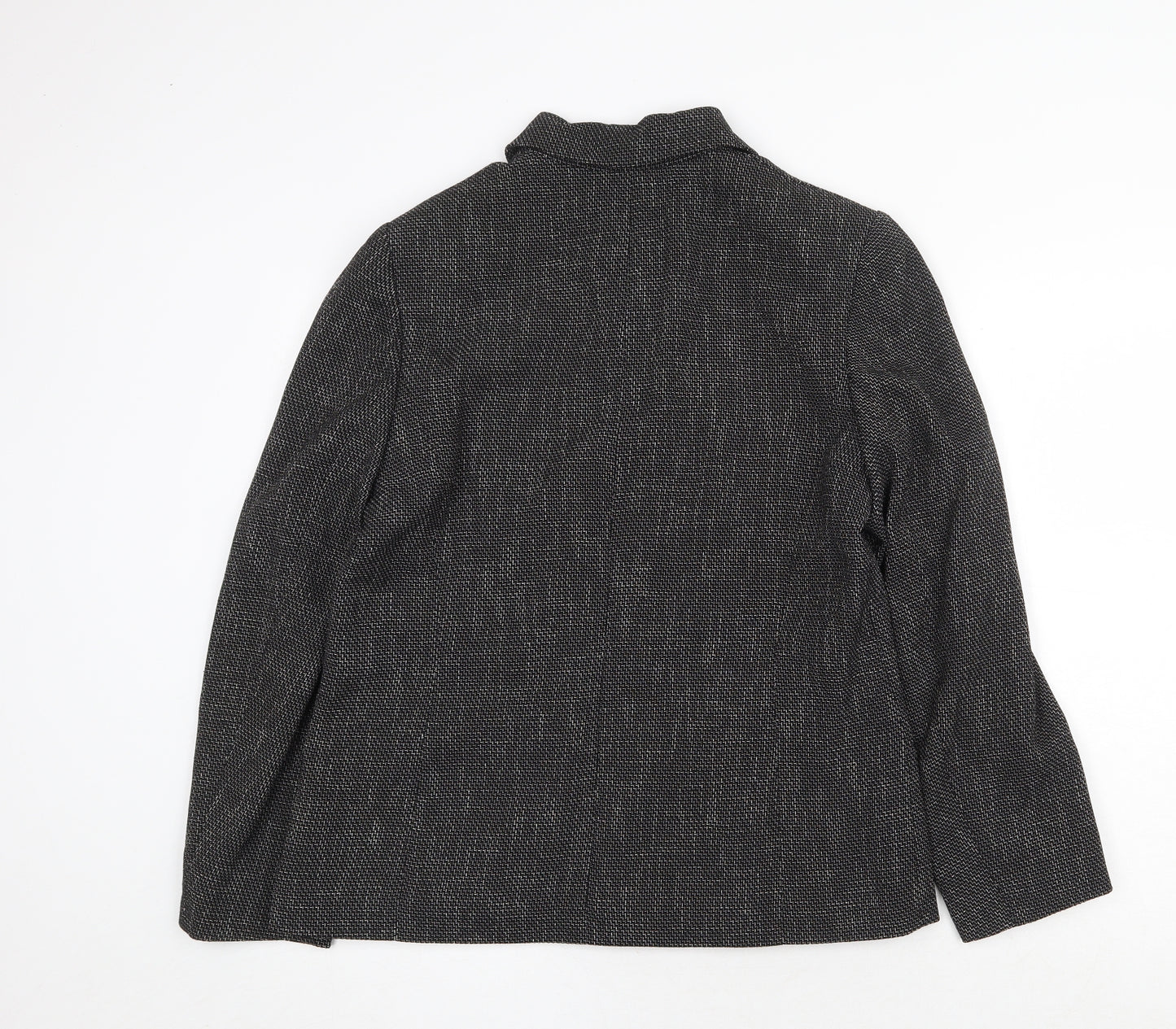 Preworn Womens Black Geometric Jacket Size 14 Zip