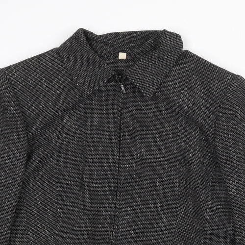 Preworn Womens Black Geometric Jacket Size 14 Zip