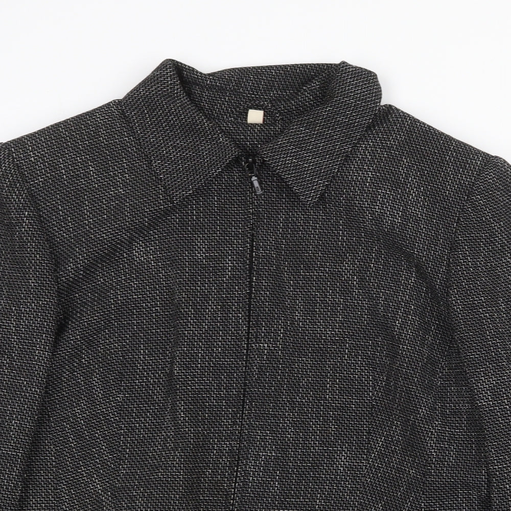 Preworn Womens Black Geometric Jacket Size 14 Zip