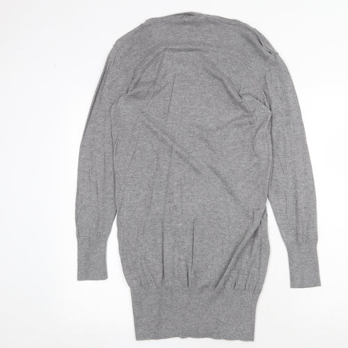Klass Womens Grey Geometric Viscose Jumper Dress Size S Round Neck Pullover - Heart Pattern