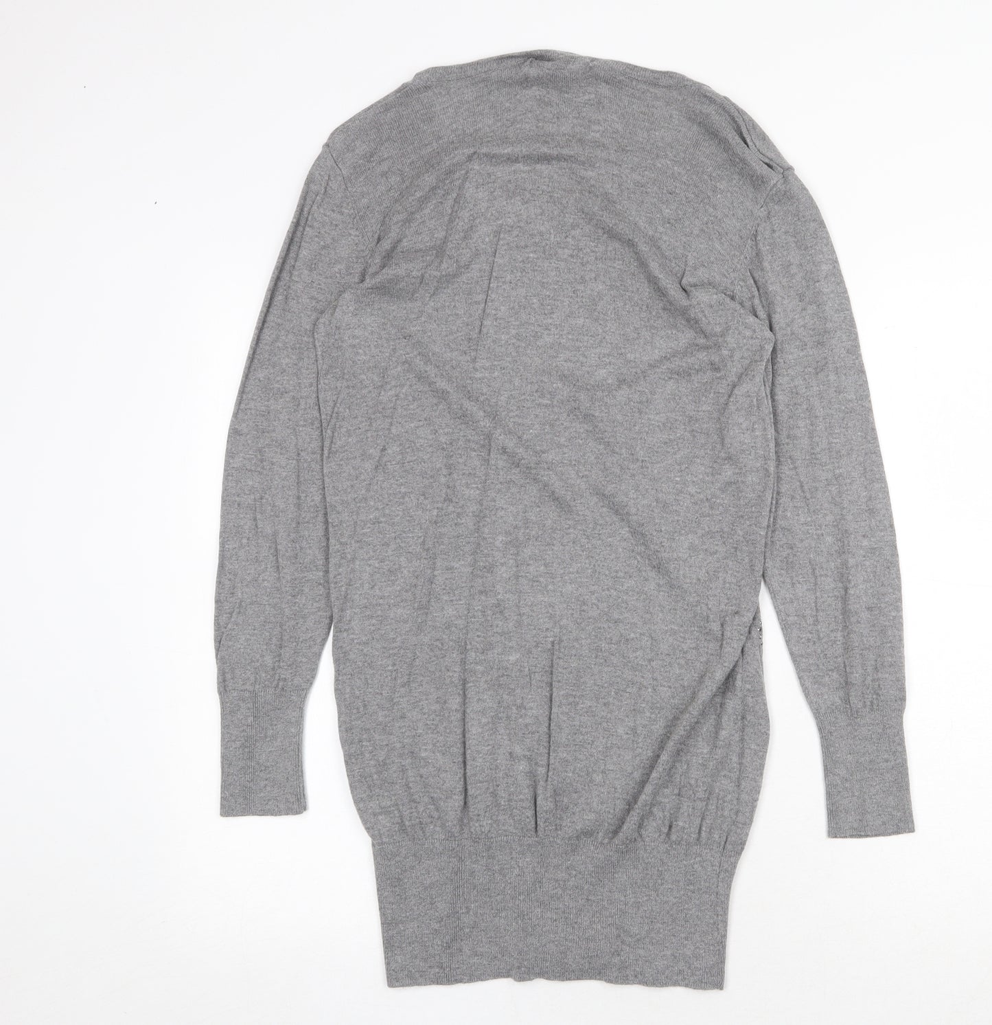 Klass Womens Grey Geometric Viscose Jumper Dress Size S Round Neck Pullover - Heart Pattern