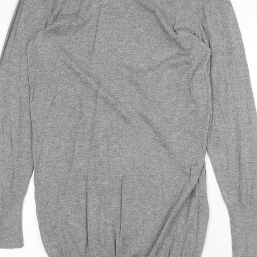 Klass Womens Grey Geometric Viscose Jumper Dress Size S Round Neck Pullover - Heart Pattern