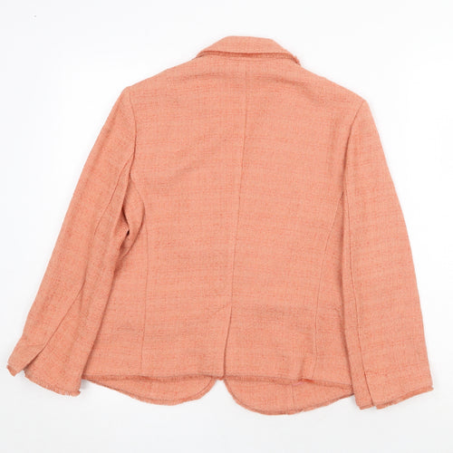 Sisley Womens Orange Geometric Jacket Blazer Size 10 Button