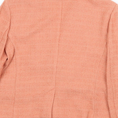 Sisley Womens Orange Geometric Jacket Blazer Size 10 Button