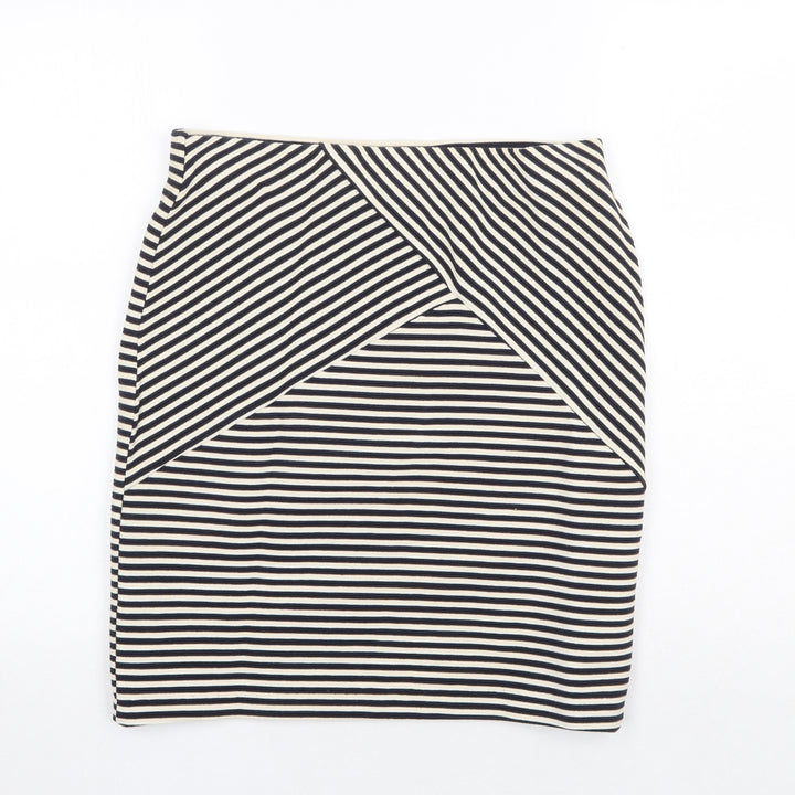 Gallery Womens Black Striped Viscose A-Line Skirt Size M