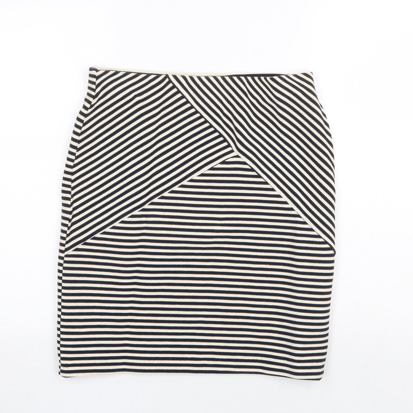 Gallery Womens Black Striped Viscose A-Line Skirt Size M