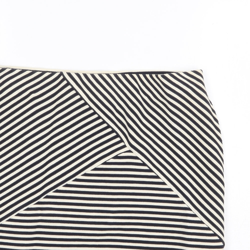 Gallery Womens Black Striped Viscose A-Line Skirt Size M