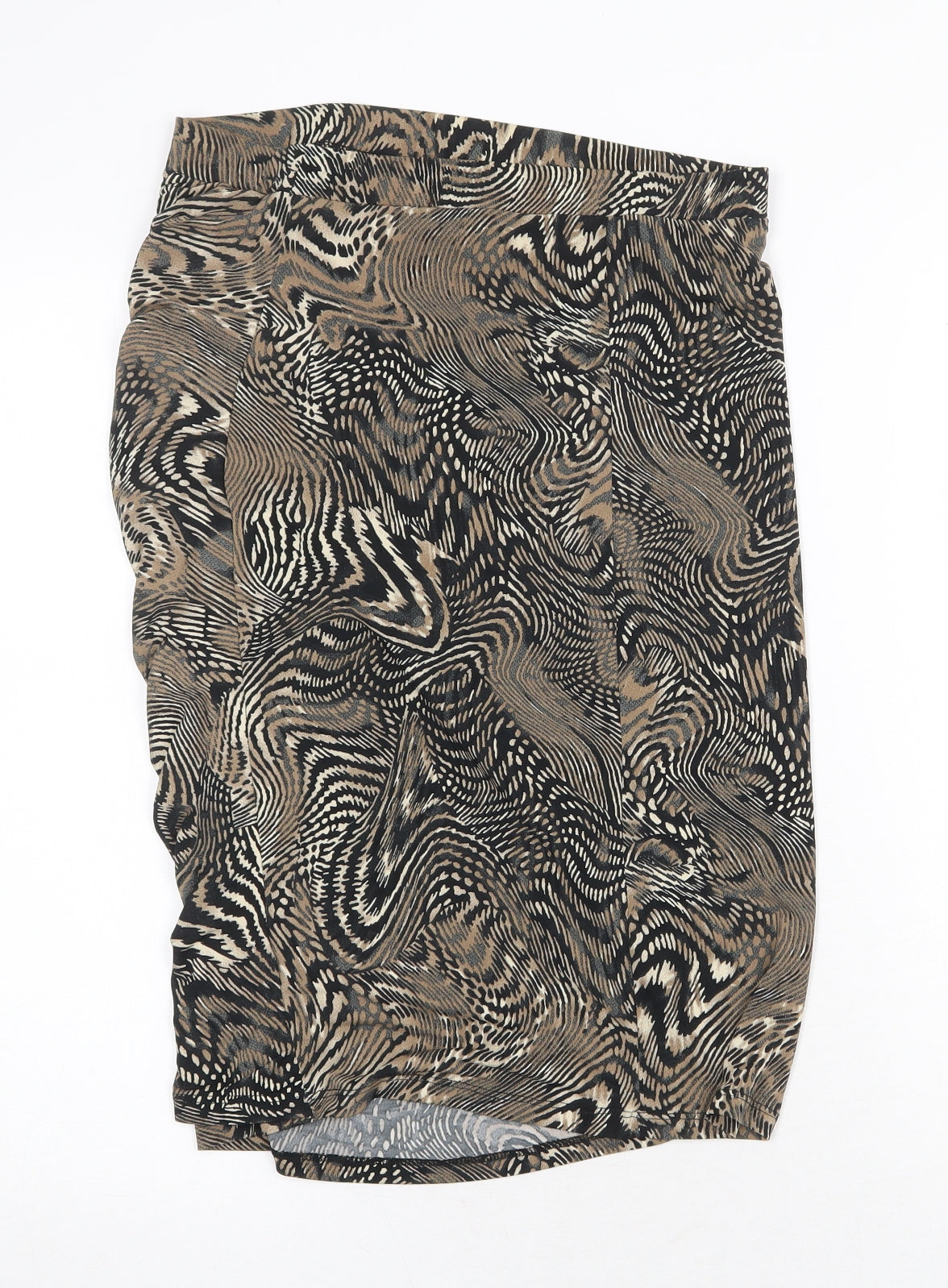 Marks and Spencer Womens Brown Geometric Polyester Bandage Skirt Size 14