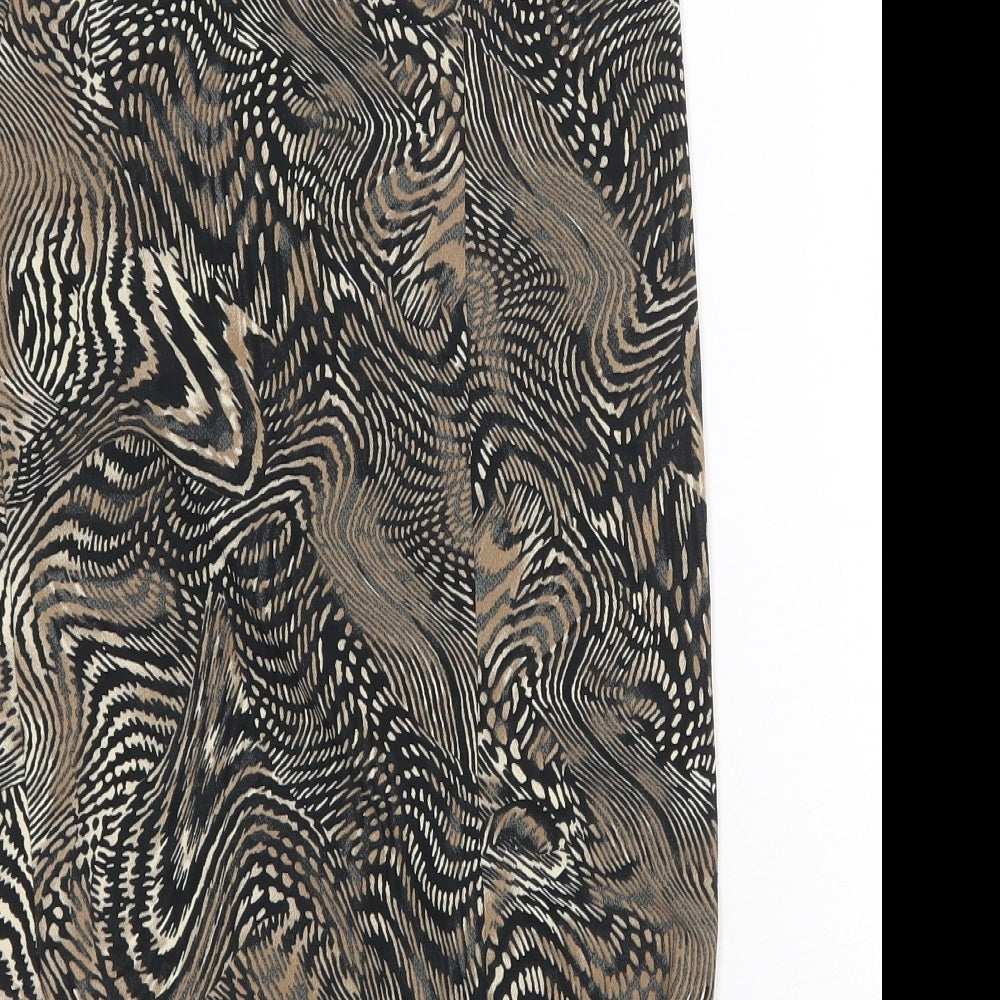 Marks and Spencer Womens Brown Geometric Polyester Bandage Skirt Size 14