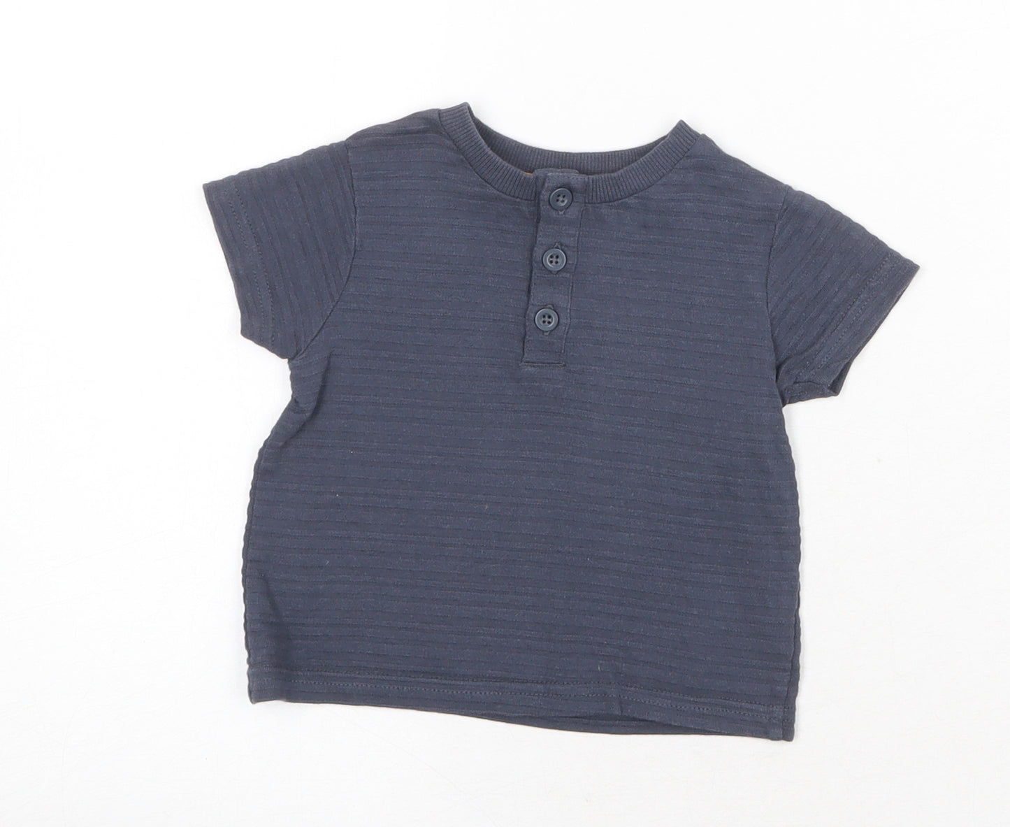 Nutmeg Boys Blue Geometric 100% Cotton Basic T-Shirt Size 6-9 Months Round Neck Pullover