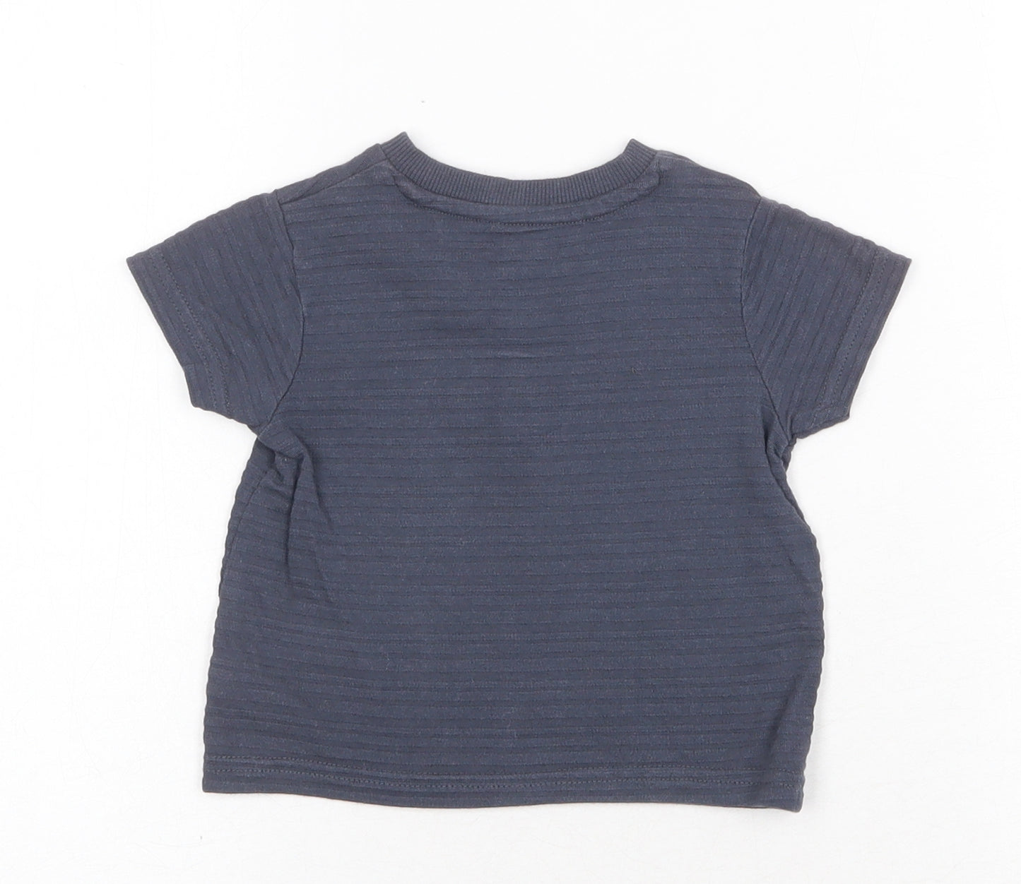 Nutmeg Boys Blue Geometric 100% Cotton Basic T-Shirt Size 6-9 Months Round Neck Pullover