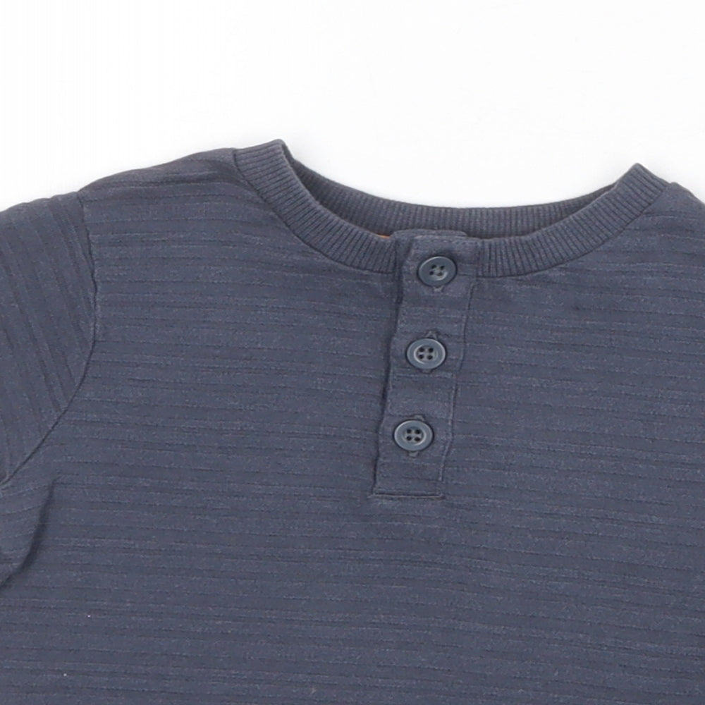 Nutmeg Boys Blue Geometric 100% Cotton Basic T-Shirt Size 6-9 Months Round Neck Pullover