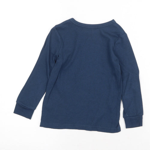 George Boys Blue 100% Cotton Basic T-Shirt Size 3-4 Years Round Neck Pullover