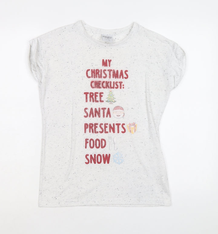 Primark Girls Grey Polyester Basic T-Shirt Size 12-13 Years Round Neck Pullover - My Christmas Checklist
