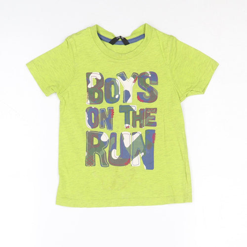 George Boys Green Cotton Basic T-Shirt Size 2-3 Years Round Neck Pullover - Boys on the run