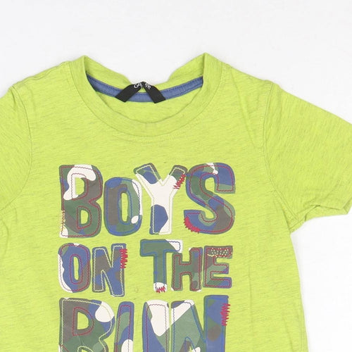 George Boys Green Cotton Basic T-Shirt Size 2-3 Years Round Neck Pullover - Boys on the run