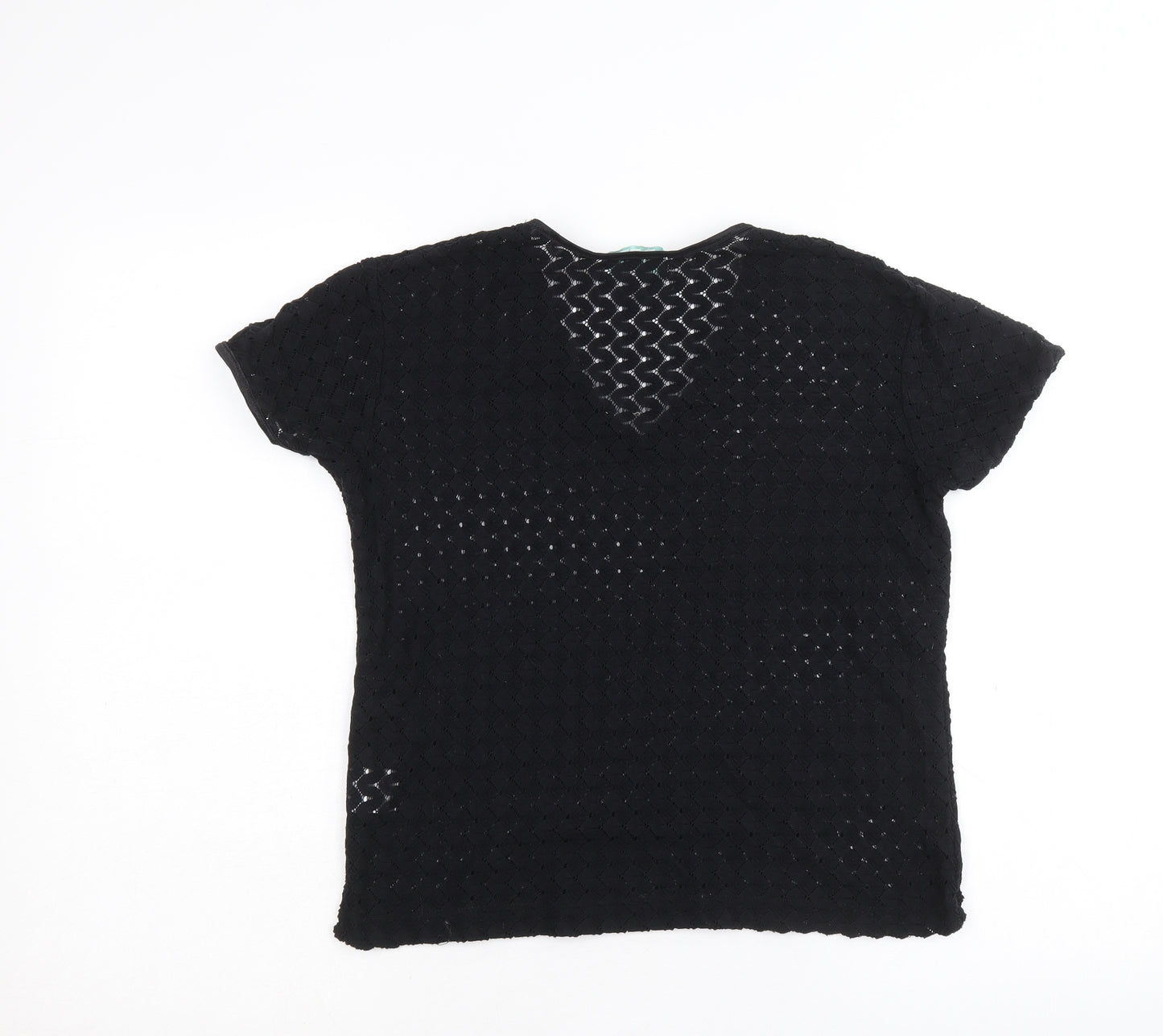 REP Womens Black Nylon Basic T-Shirt Size L V-Neck