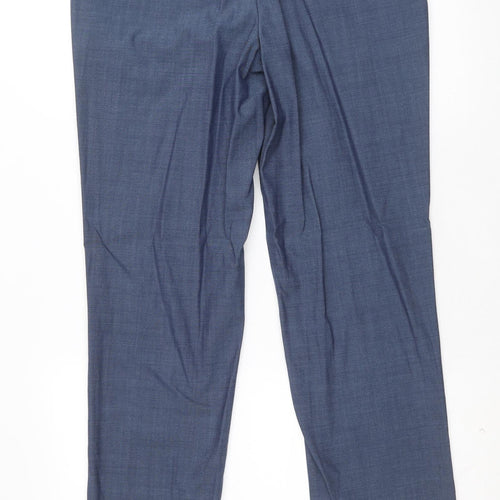 Matalan Mens Blue Polyester Dress Pants Trousers Size 32 in Regular Zip