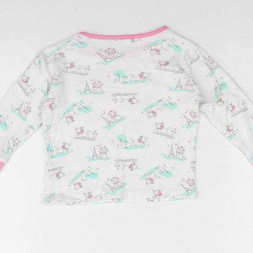 George Girls White Geometric Cotton Basic T-Shirt Size 9-12 Months Round Neck Pullover - Marie the cat disney