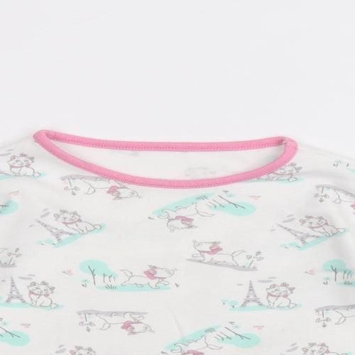 George Girls White Geometric Cotton Basic T-Shirt Size 9-12 Months Round Neck Pullover - Marie the cat disney