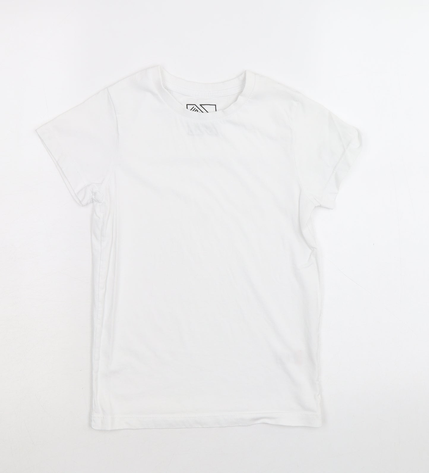 Matalan Boys White 100% Cotton Basic T-Shirt Size 8 Years Round Neck Pullover