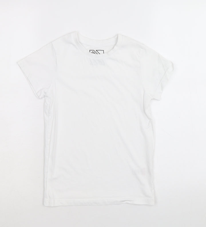 Matalan Boys White 100% Cotton Basic T-Shirt Size 8 Years Round Neck Pullover