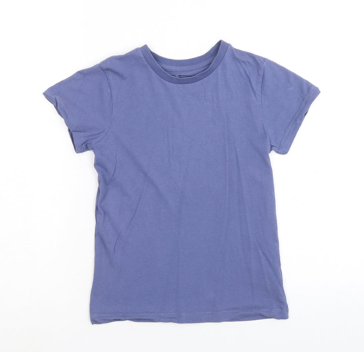 Matalan Boys Blue 100% Cotton Basic T-Shirt Size 8 Years Round Neck Pullover