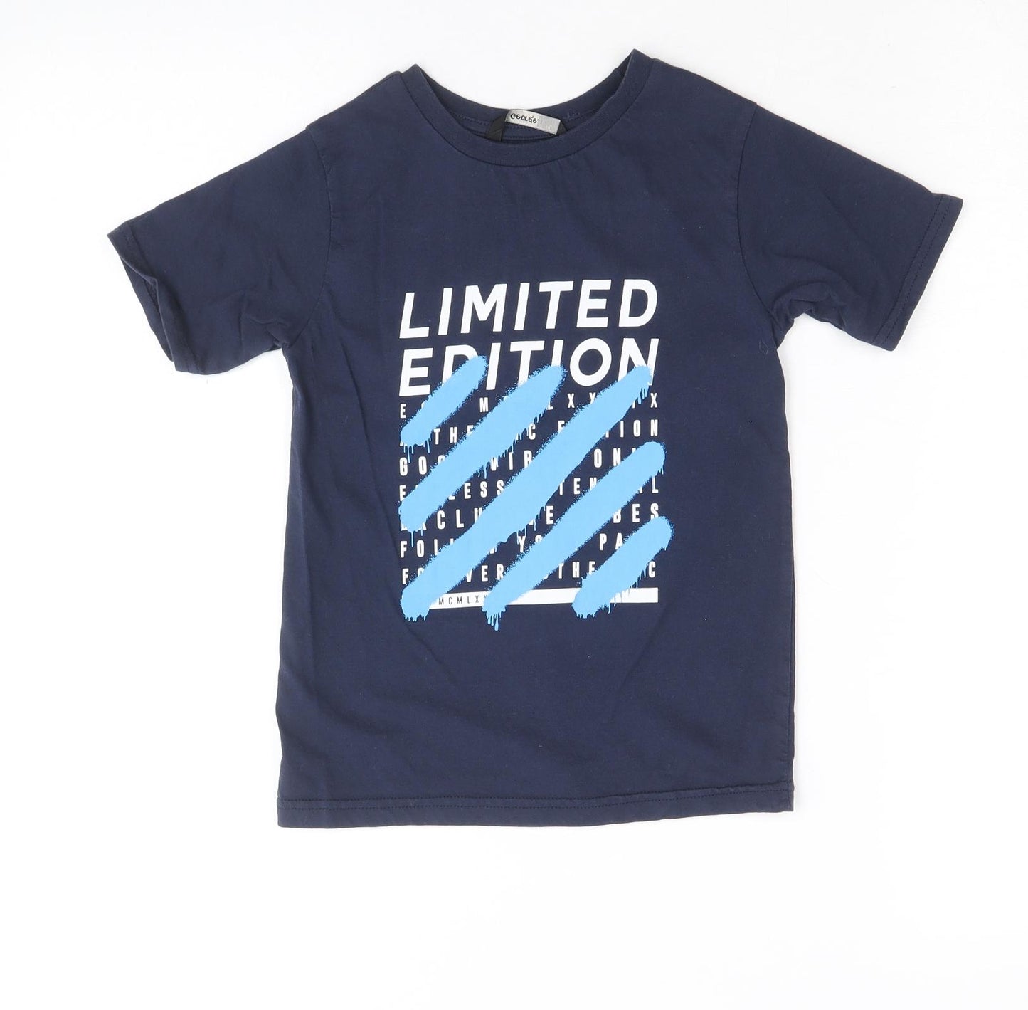 George Boys Blue 100% Cotton Basic T-Shirt Size 5-6 Years Round Neck Pullover - Limited Edition