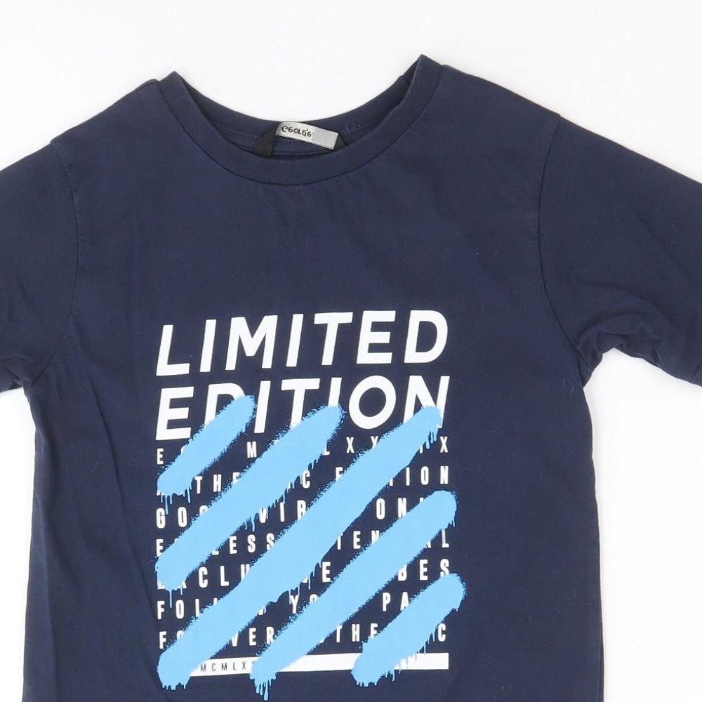 George Boys Blue 100% Cotton Basic T-Shirt Size 5-6 Years Round Neck Pullover - Limited Edition