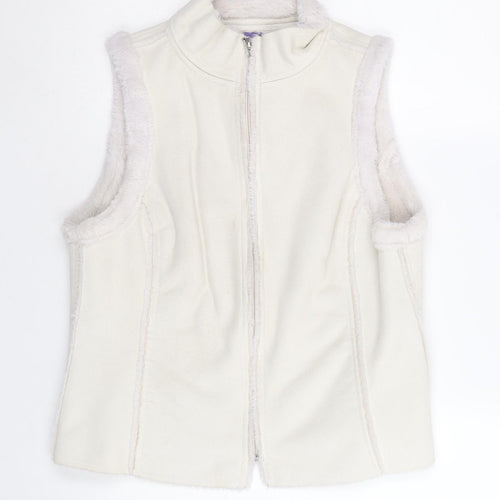 Autonomy Womens Beige Gilet Jacket Size 14 Zip - Suede Effect