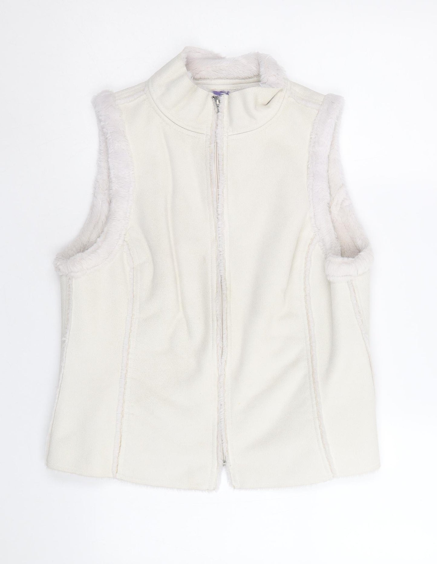 Autonomy Womens Beige Gilet Jacket Size 14 Zip - Suede Effect