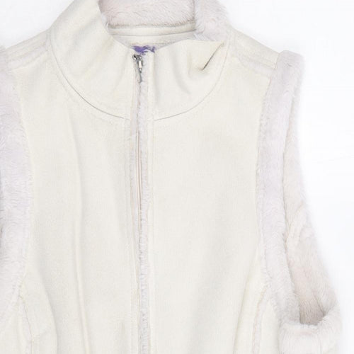 Autonomy Womens Beige Gilet Jacket Size 14 Zip - Suede Effect
