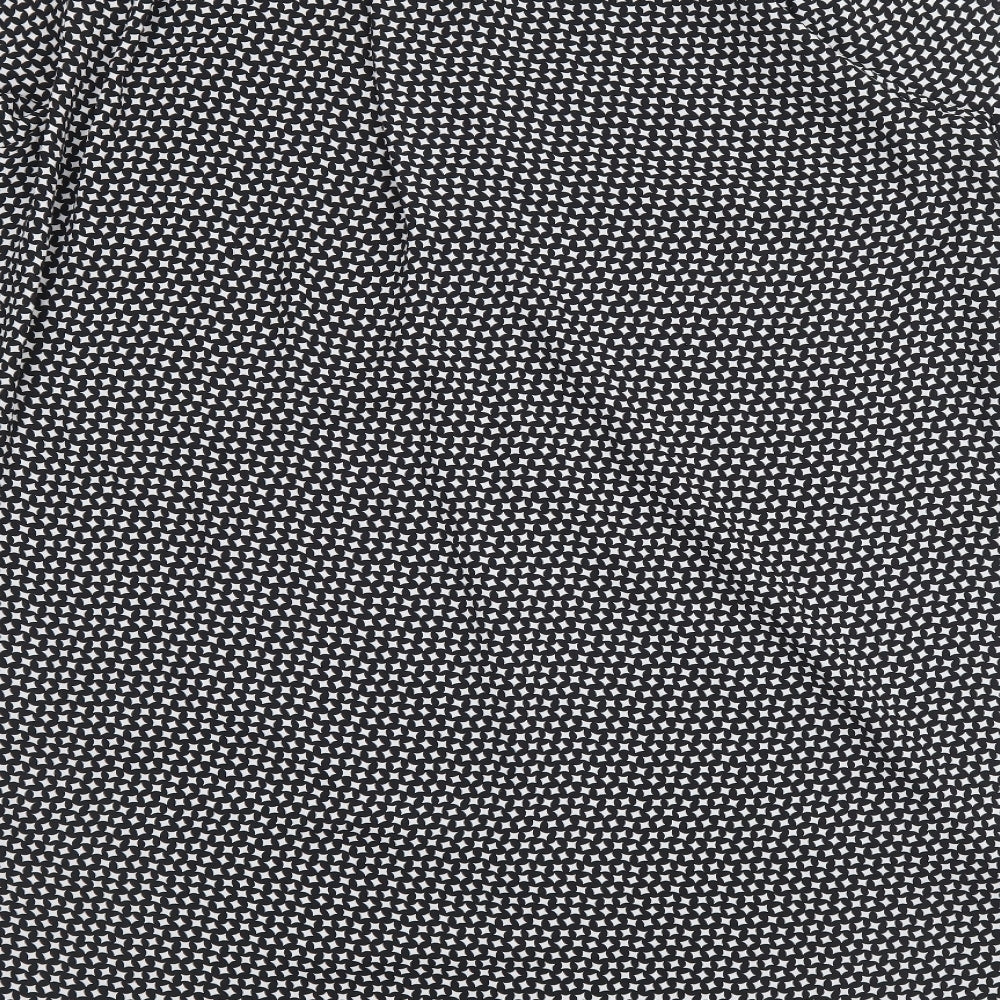 Papaya Womens Black Geometric Polyester A-Line Size 14 V-Neck Tie