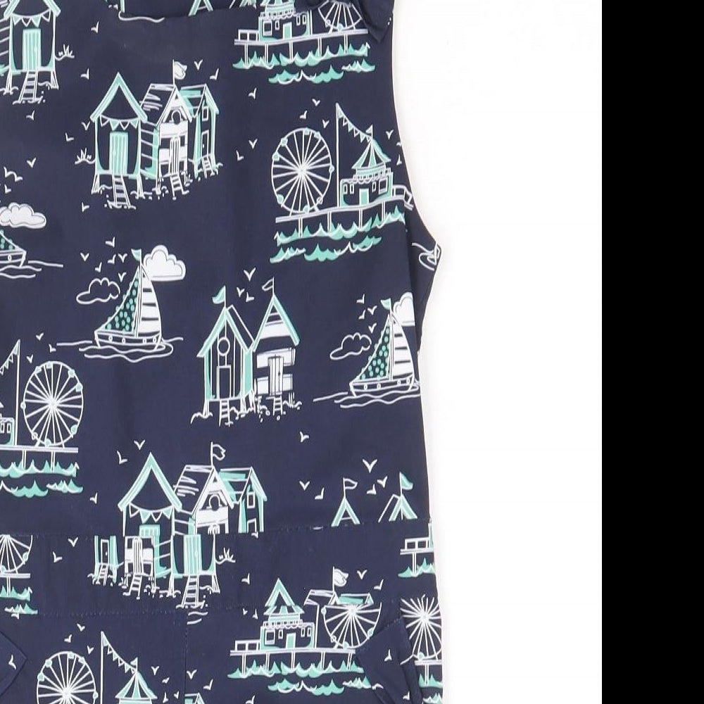 George Girls Blue Geometric Cotton Playsuit One-Piece Size 5-6 Years Button
