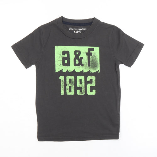 Abercrombie & Fitch Boys Grey 100% Cotton Basic T-Shirt Size 3-4 Years Round Neck Pullover - a&f 1892