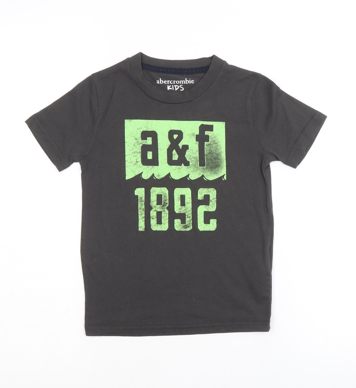 Abercrombie & Fitch Boys Grey 100% Cotton Basic T-Shirt Size 3-4 Years Round Neck Pullover - a&f 1892