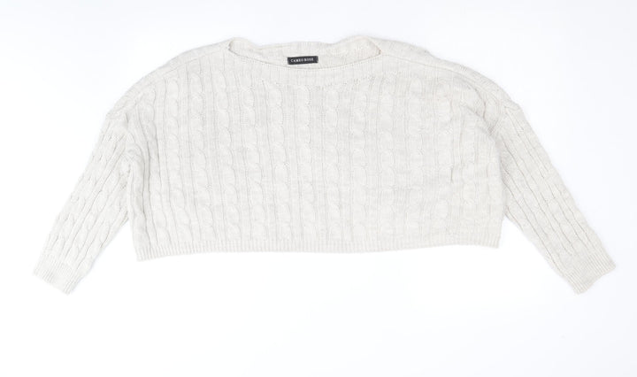 Cameo Rose Womens Beige Round Neck Acrylic Pullover Jumper Size M