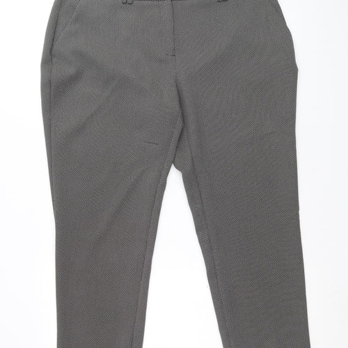 Dorothy Perkins Womens Black Geometric Polyester Chino Trousers Size 16 Regular Zip