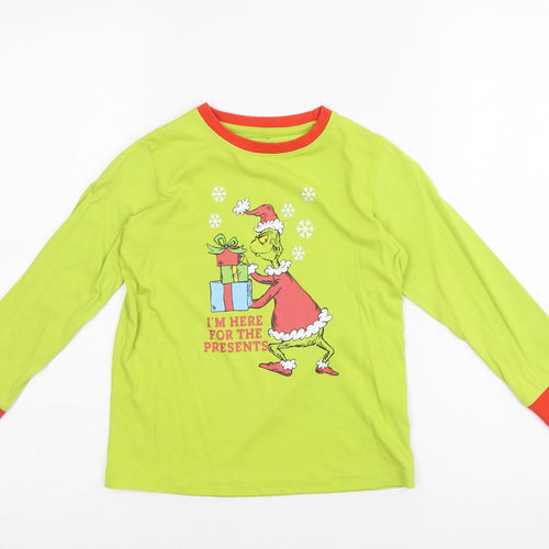 Dr. Seuss Boys Green 100% Cotton Basic T-Shirt Size 5-6 Years Round Neck Pullover - Grinch